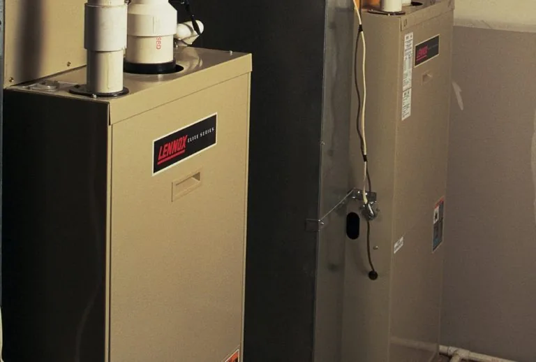 Lennox brand furnace installed in a home, showcasing high-efficiency heating solutions. Paradise Heating and Air provide