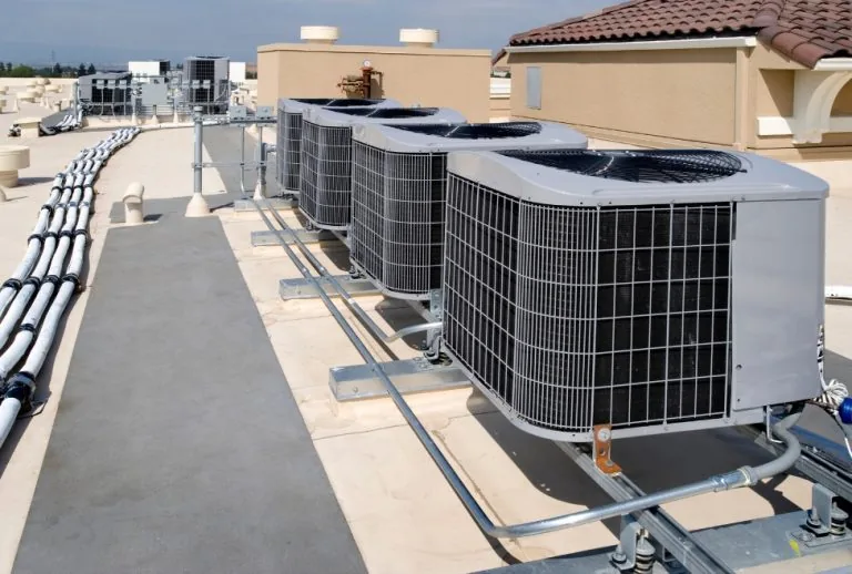 Air conditioner systems showing AC vibrating issues such as shaking outdoor unit, loose panels, unbalanced fan blades, b